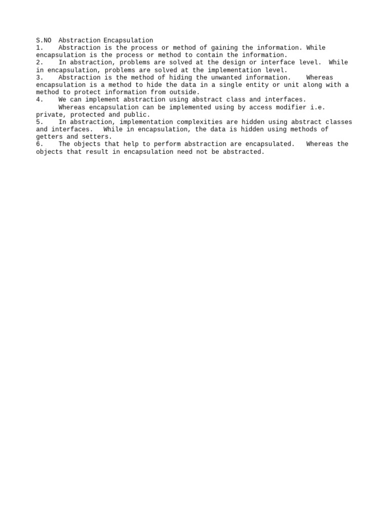 Abstraction vs. Encapsulation Explained | PDF