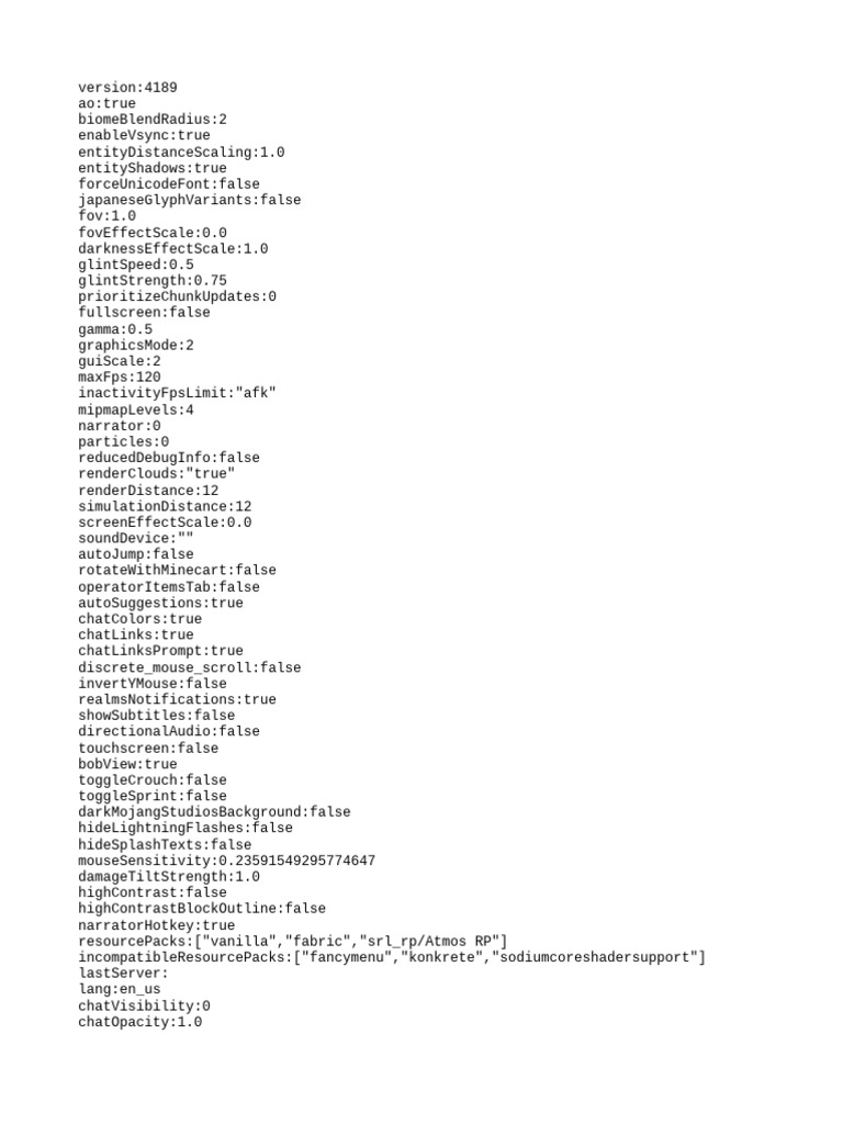 Minecraft Configuration Settings Guide | PDF