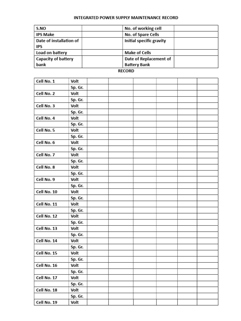 Integrated Power Supply Maintenance Log | PDF | Power Supply | Battery ...