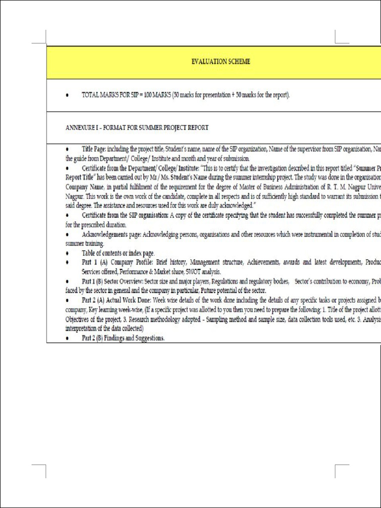 University Guidelines For SIP | PDF