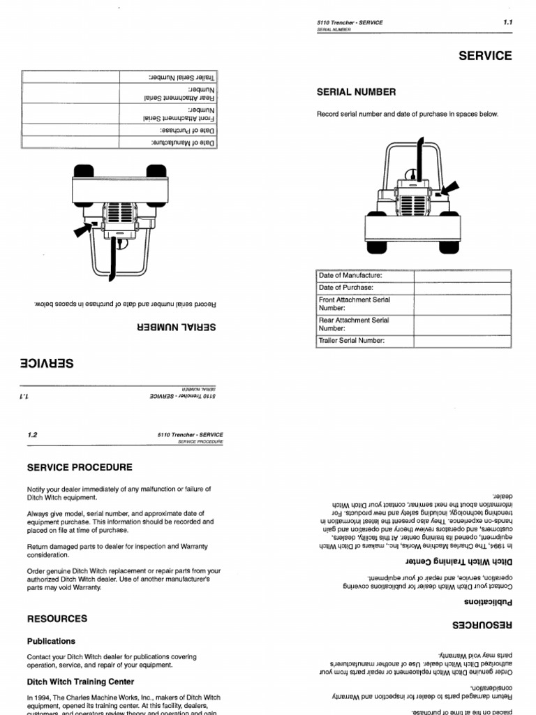 Ditch Witch 5110 Trencher Manual | PDF | Mechanical Engineering
