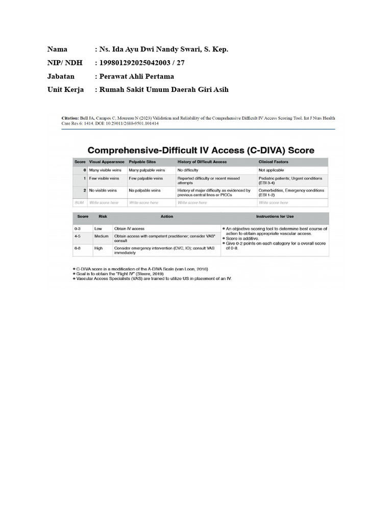 Bukti Kegiatan 2 - Instrumen C-DIVA Score | PDF