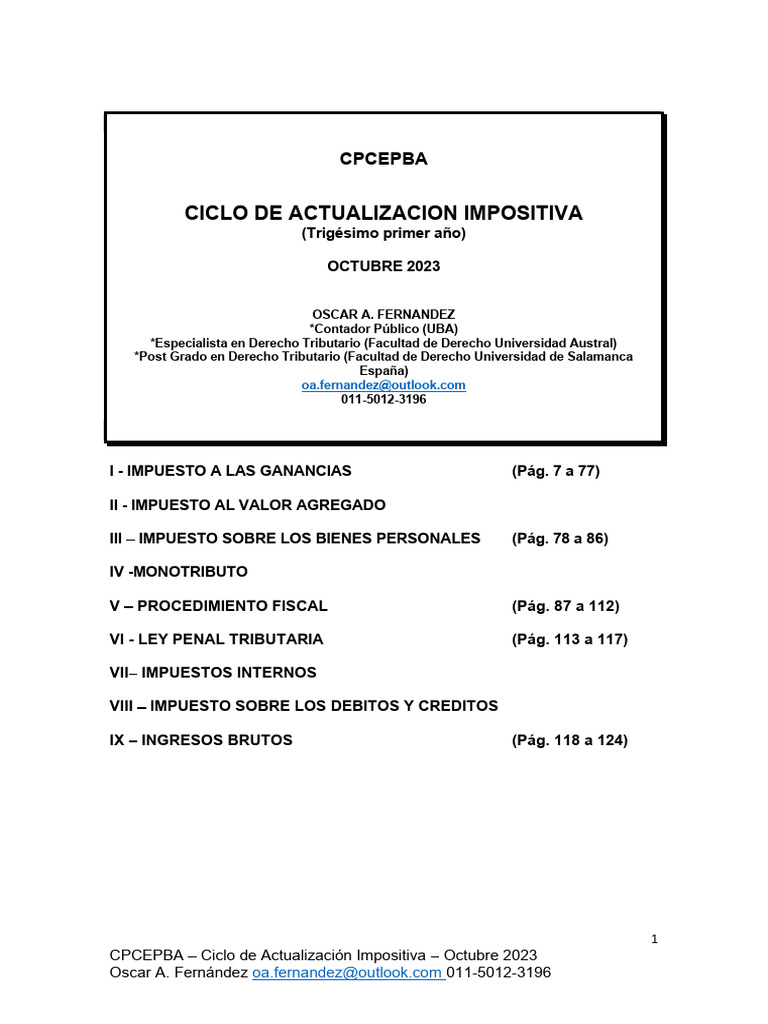 MATERIAL 29.11.2023 | PDF | Impuesto sobre la renta | Impuestos