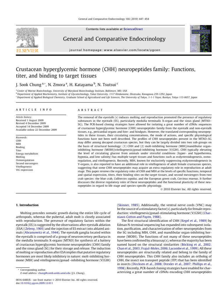 1 s2.0 S0016648009004389 Main | PDF | Neuropeptide | Hormone