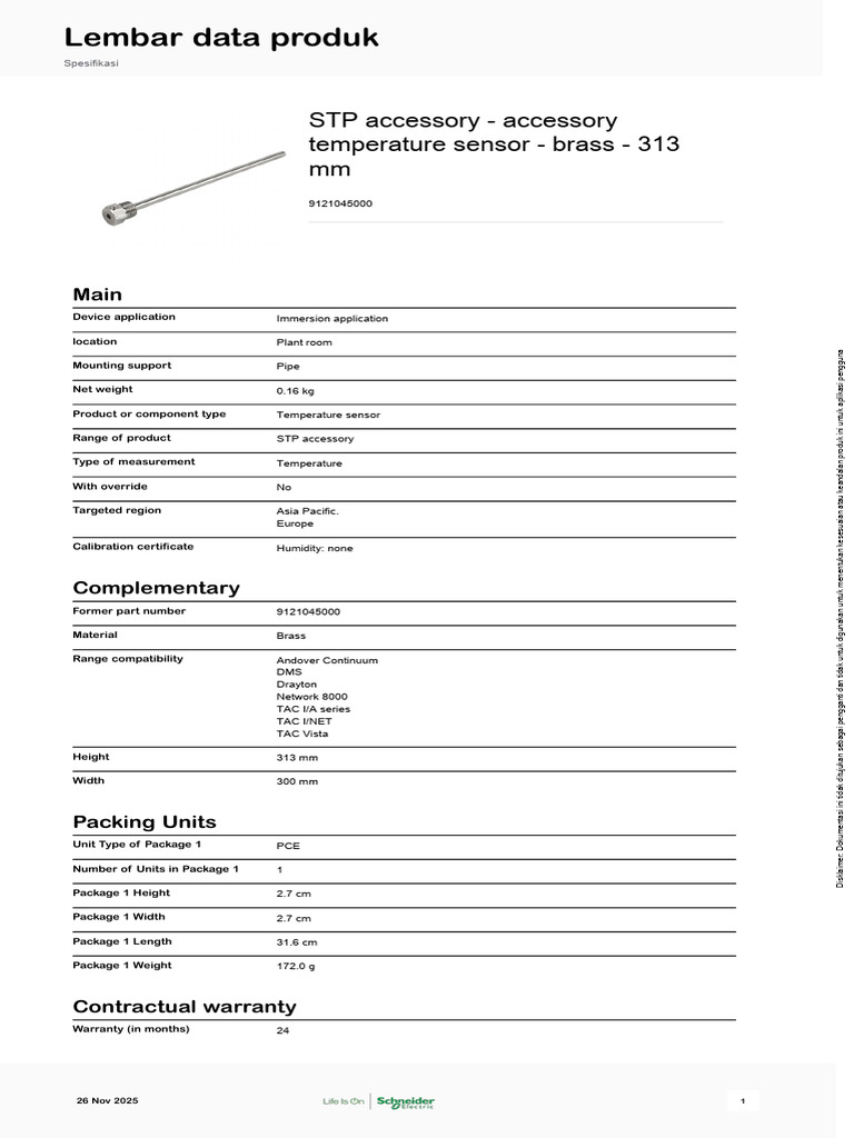 Sensor Suhu Brass STP 313 mm | PDF