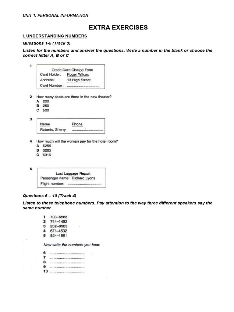 Personal Information Exercises Guide | PDF