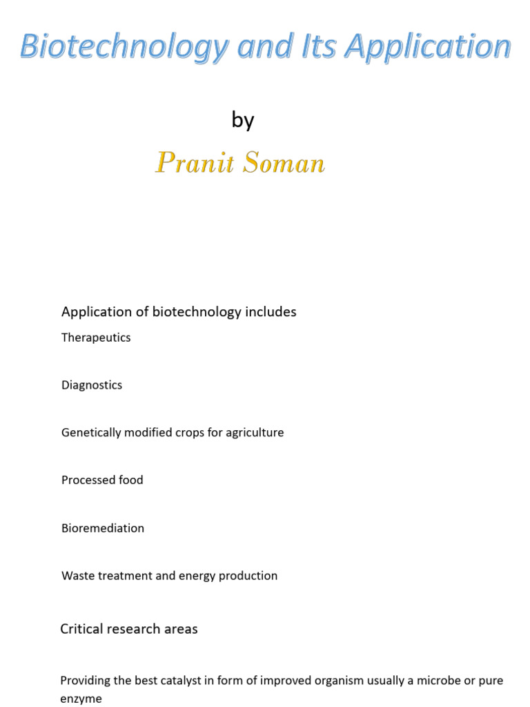 Biotechnology Applications in Health and Agriculture | PDF | Gene ...