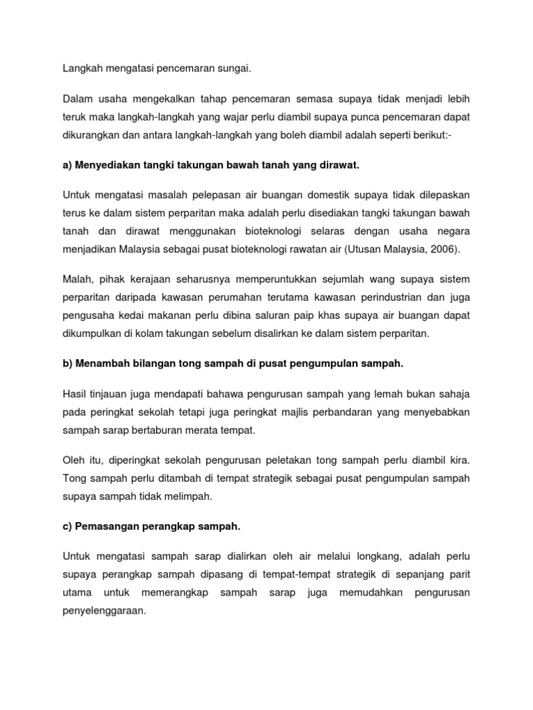 Langkah Mengatasi Pencemaran Sungai Pdf