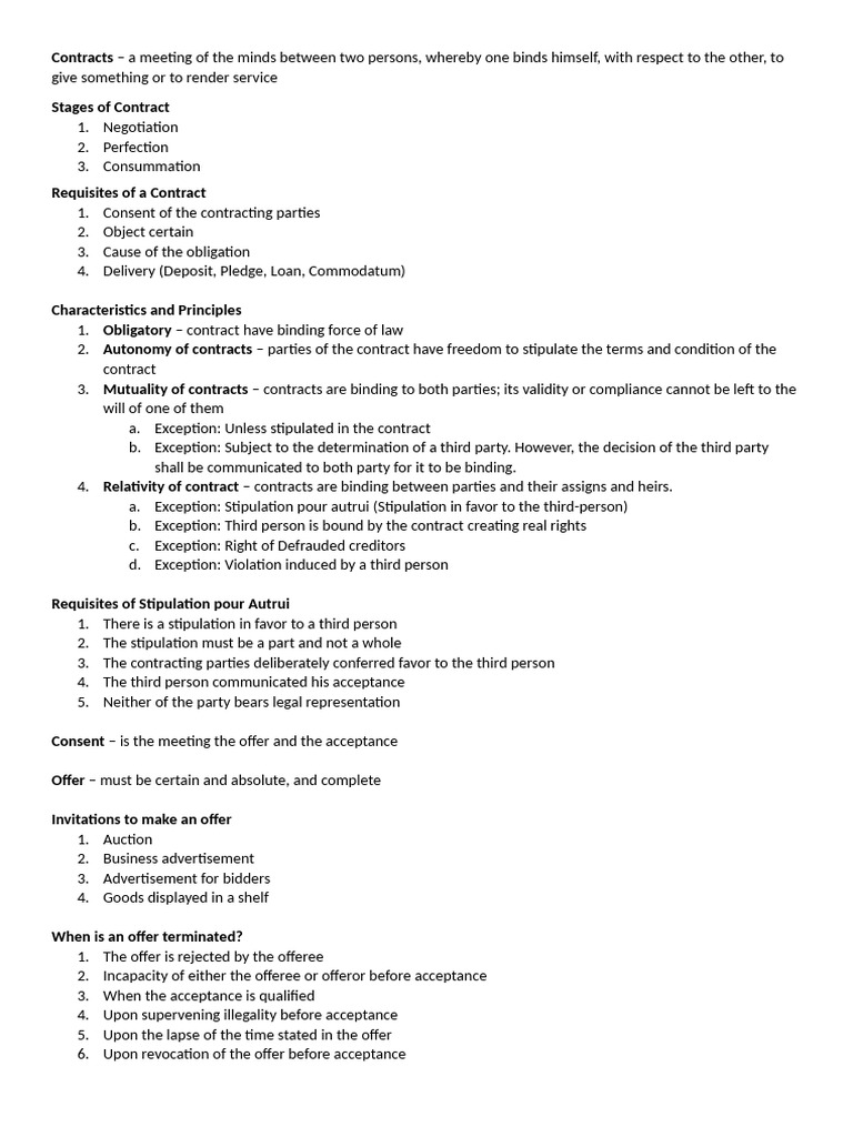 Contracts | PDF | Offer And Acceptance | Breach Of Contract