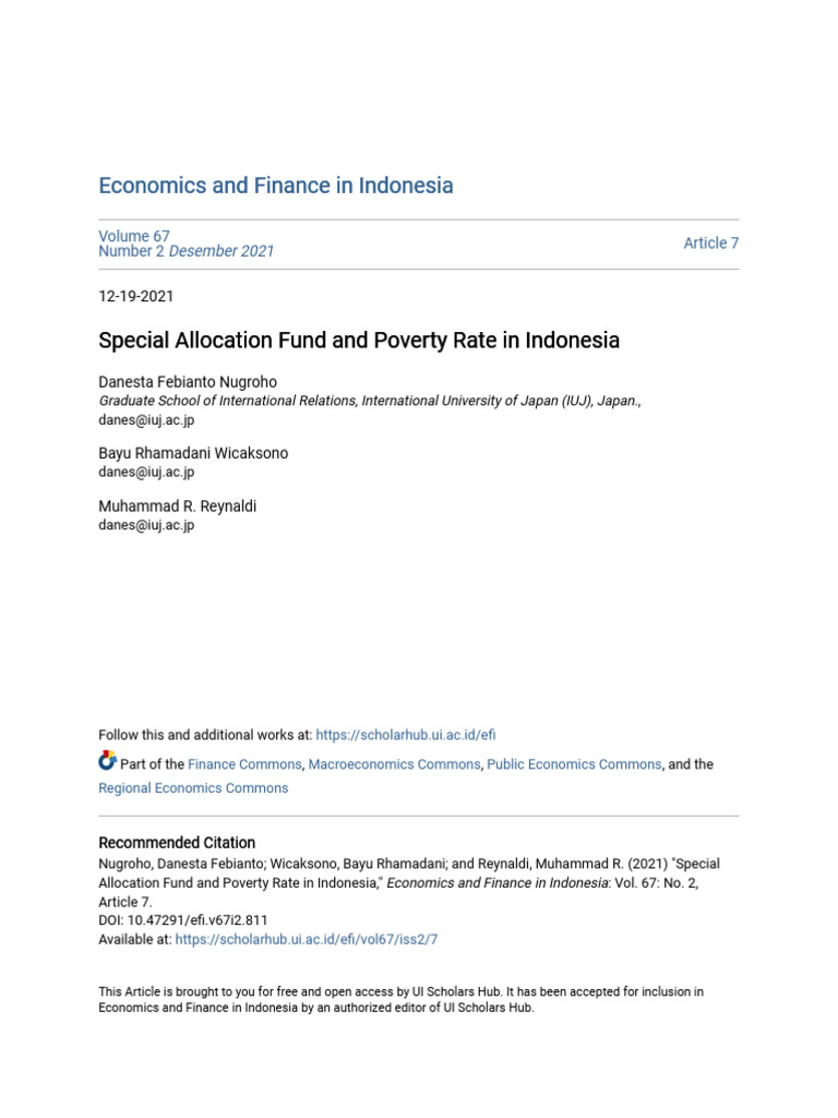 Special Allocation Fund and Poverty Rate in Indonesia | PDF | Poverty ...