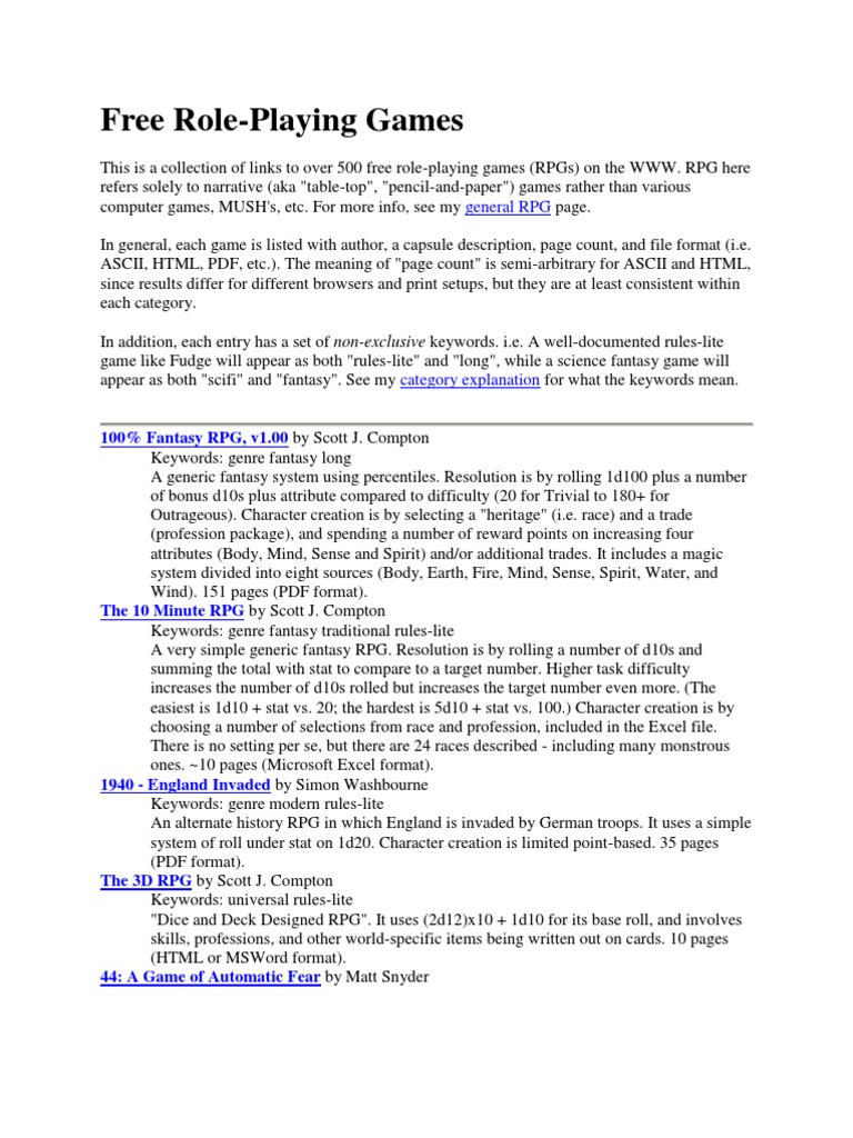 Free RPGs | PDF | Role Playing Games | Dungeons & Dragons