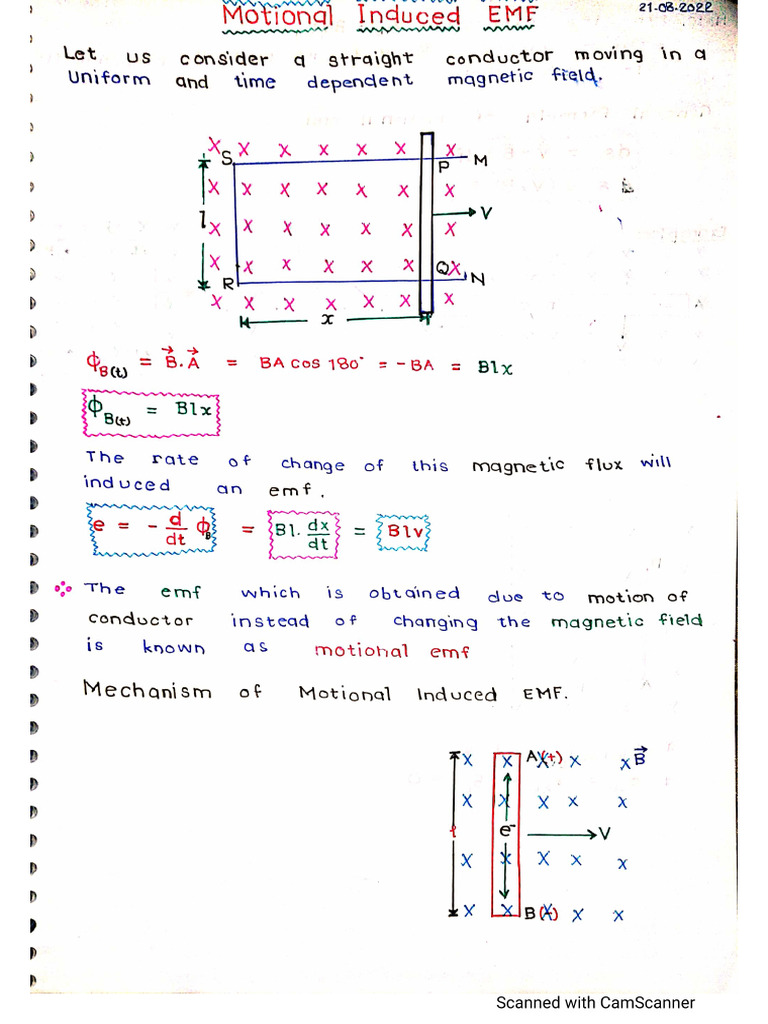 Motional Induced EMF | PDF