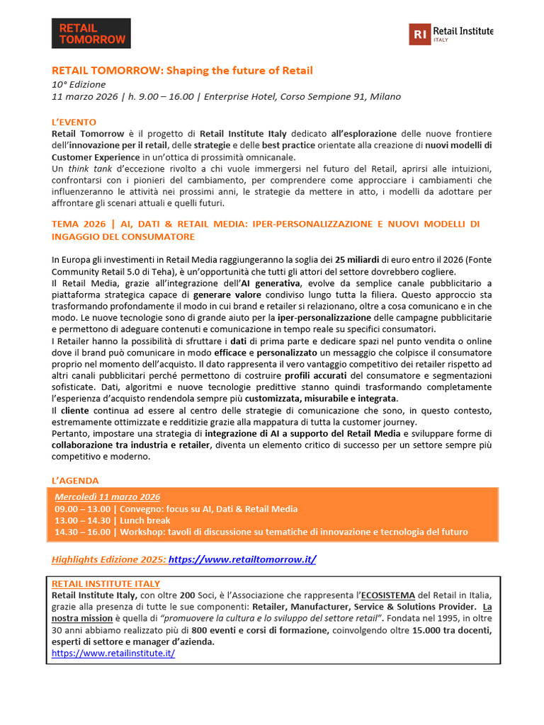 ABSTRACT - Retail Tomorrow 2026 | PDF