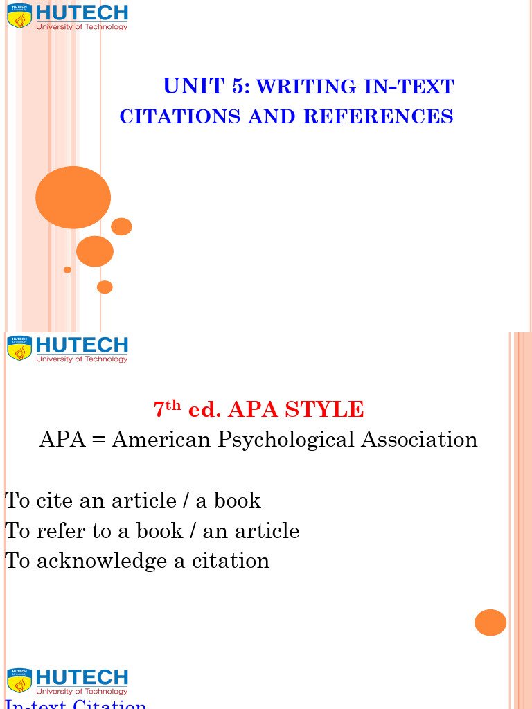 In-Text Citations & References in APA 7th | PDF | Citation | Paragraph