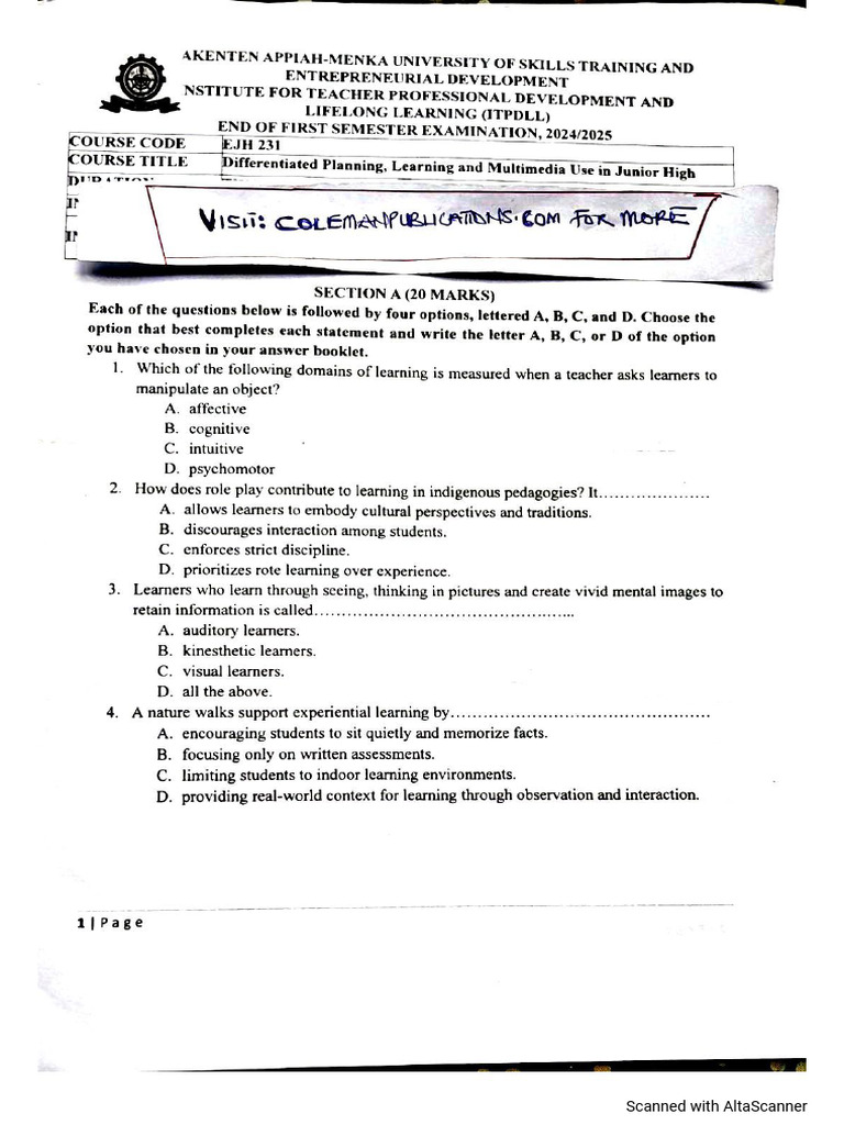Differsntiated Planning and Learning For JHS 2025 | PDF