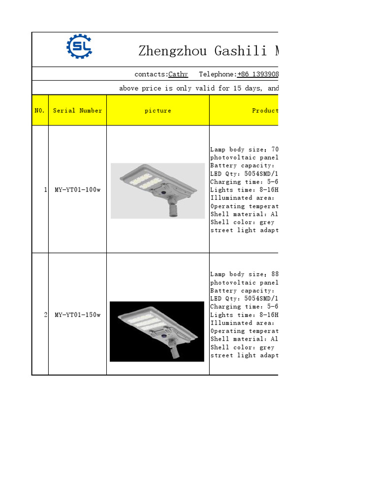 Solar Street Light Specifications Guide | PDF | Electromagnetism ...