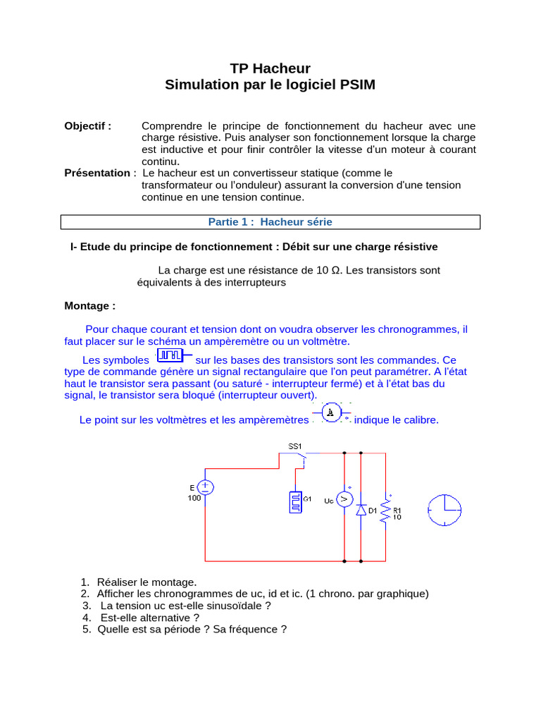 Fonctionnement du Hacheur en PSIM | PDF | Moyenne quadratique | Tension ...