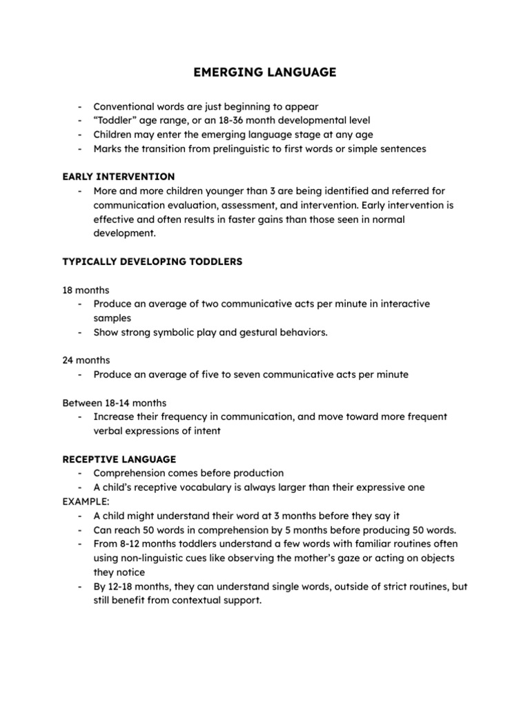 Understanding Emerging Language in Toddlers | PDF | Word | Communication