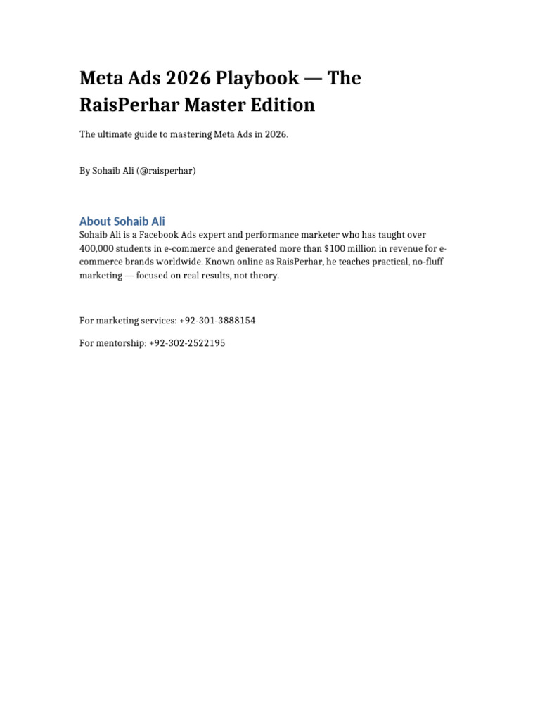 Mastering Meta Ads in 2026 Guide | PDF