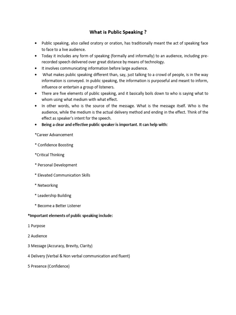 Understanding Public Speaking Essentials | PDF | Public Speaking ...