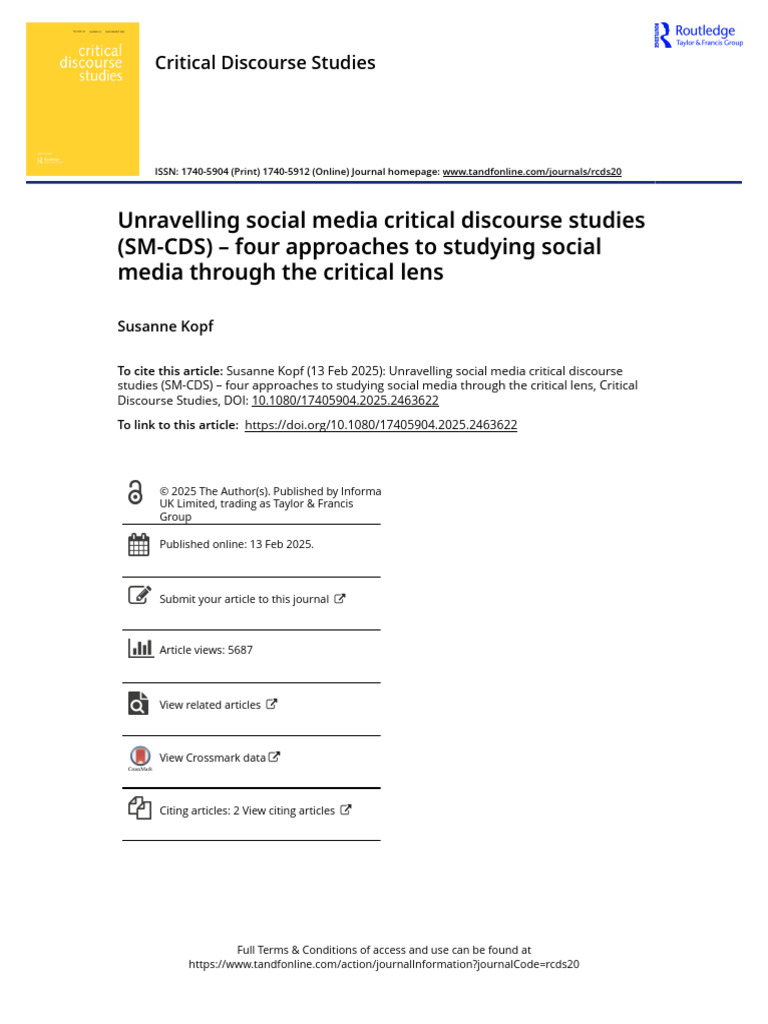 Four Approaches to Social Media Discourse | PDF | Linguistics | Social ...