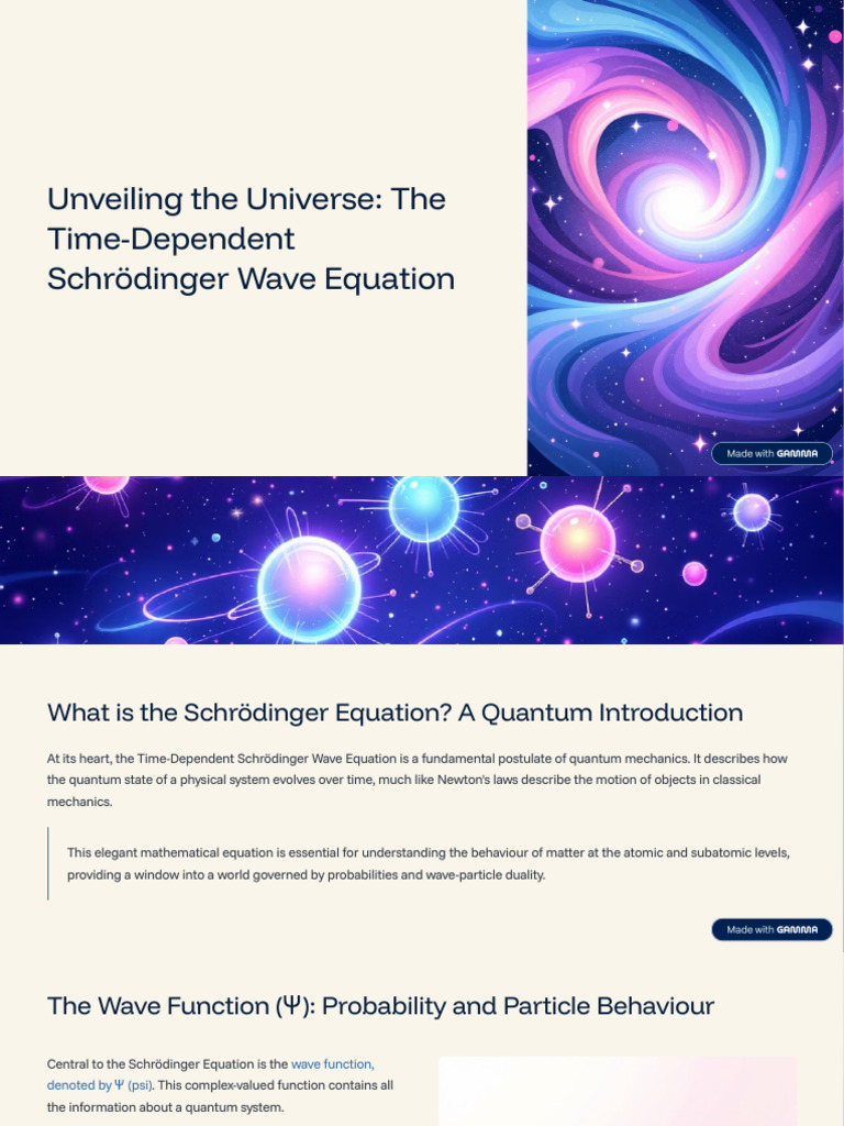 Unveiling the Universe the Time Dependent Schrodinger Wave Equation (1 ...