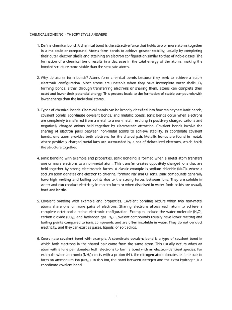 Understanding Chemical Bonding Types | PDF | Chemical Bond | Ionic Bonding