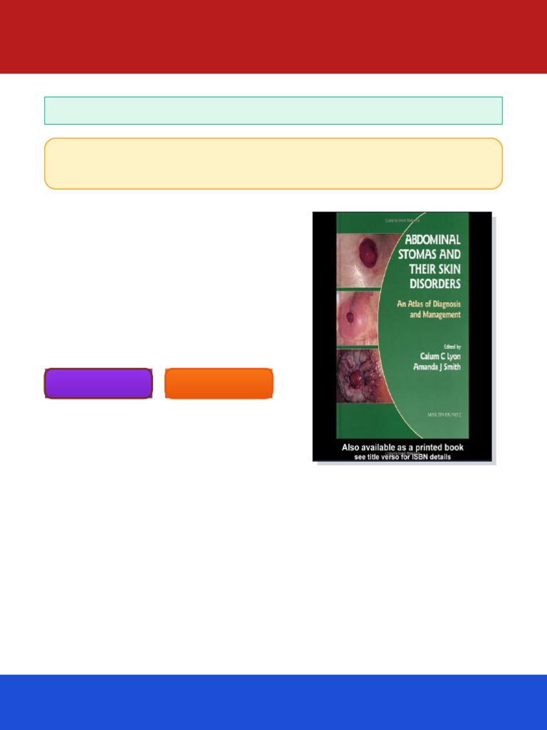 Abdominal Stomas and Their Skin Disorders An Atlas of Diagnosis and ...