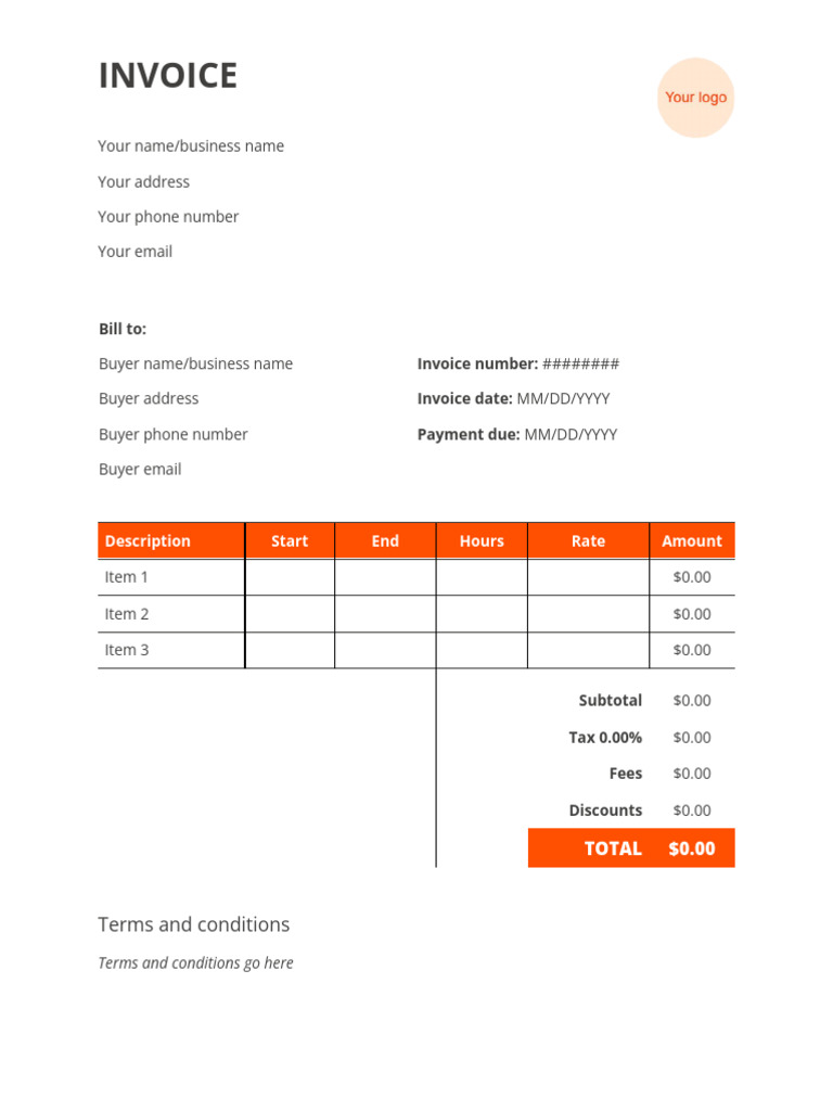 Professional Invoice Template | PDF