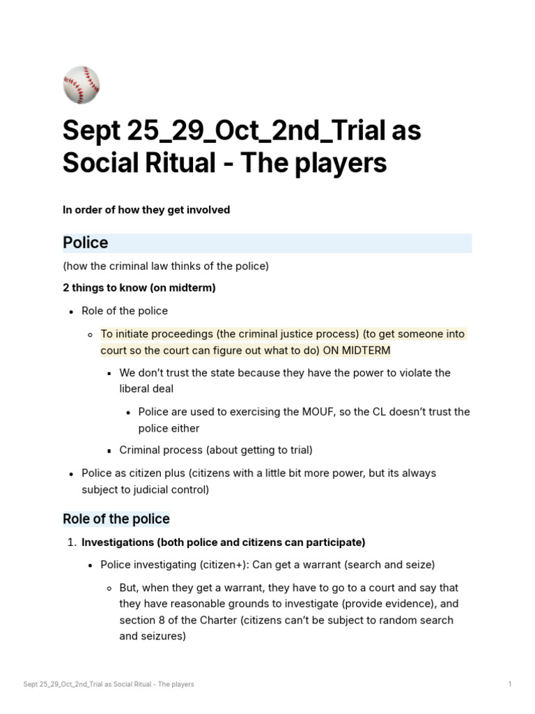 Sept_25_29_Oct_2nd_Trial_as_Social_Ritual_-_The_players | PDF | Arrest ...