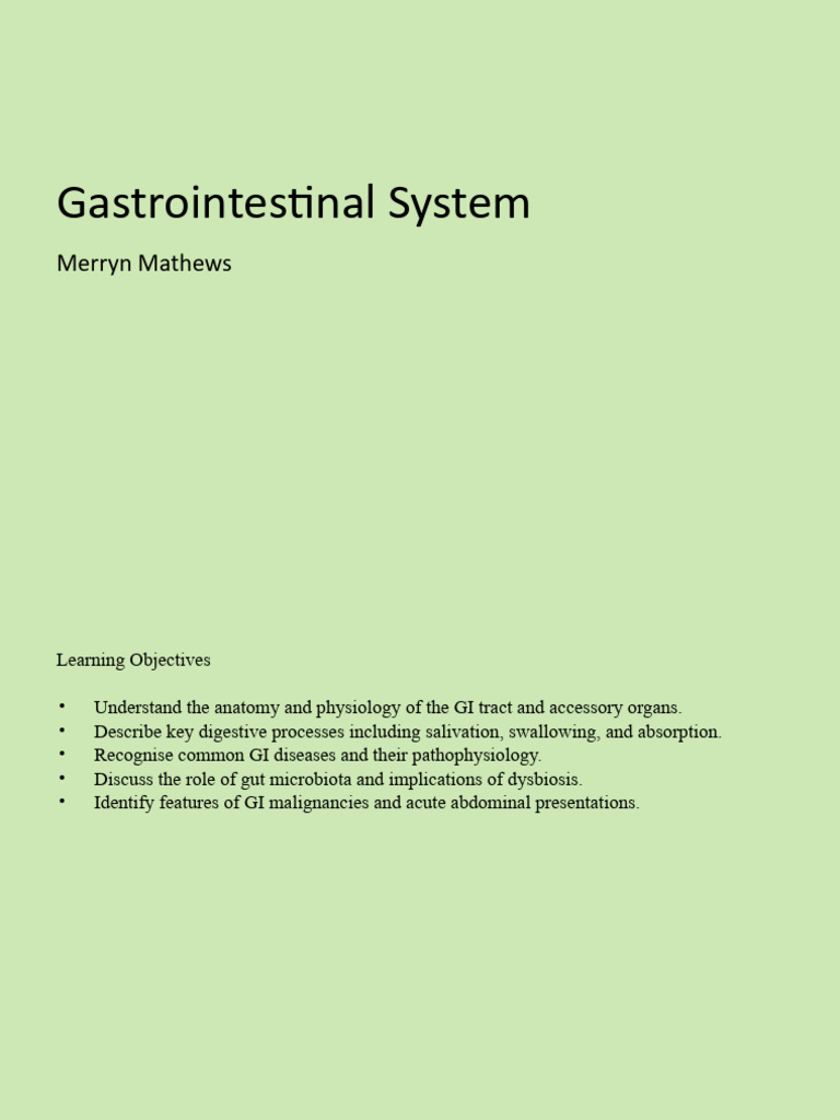 Comprehensive Guide to the GI System | PDF | Stomach | Gastrointestinal ...