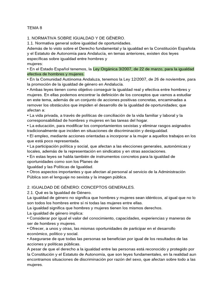 Igualdad de Género: Normativa y Conceptos | PDF | Estudios de género ...