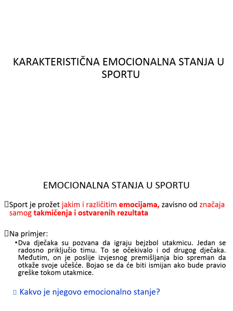 7-Karakteristična Emocionalna Stanja U Sportu | PDF