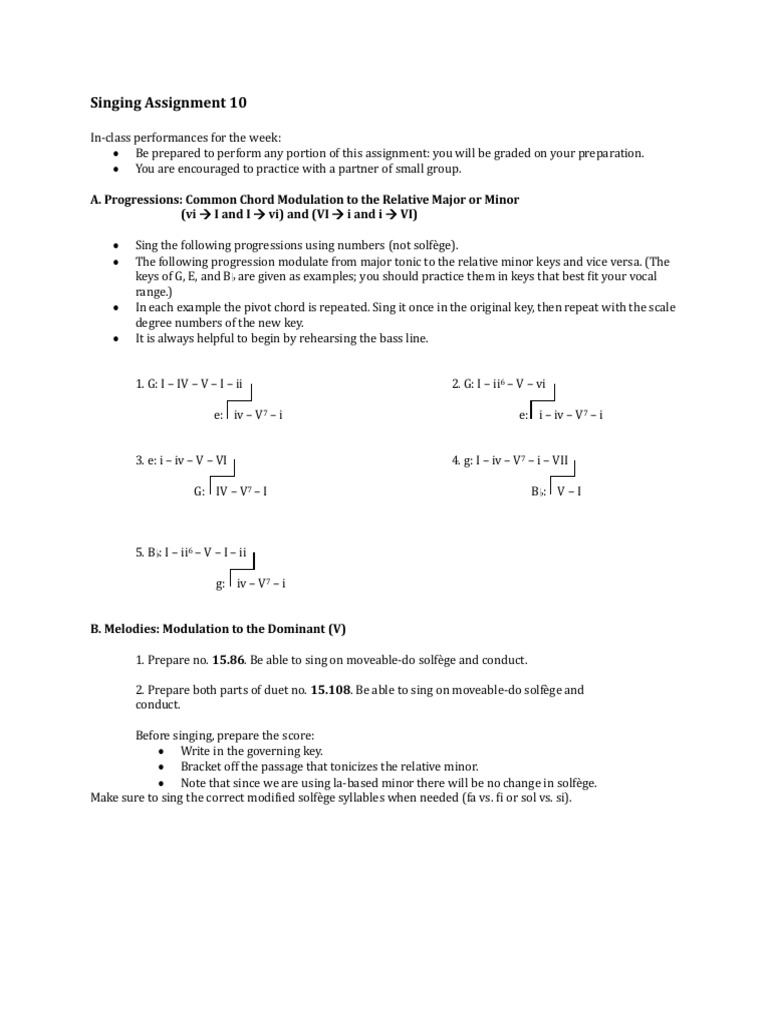 Singing Assignment: Chord Modulation Techniques | PDF