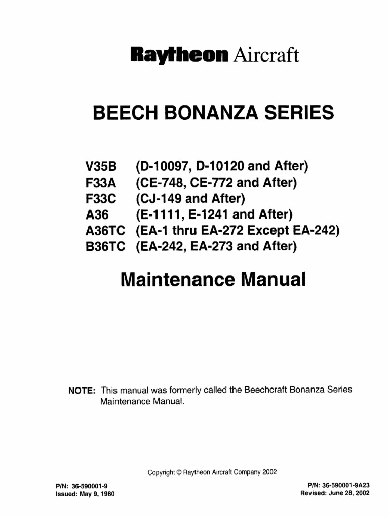 Maintenance Manual (2002) v35,f33,A36,A36tc (1) | PDF | Landing Gear ...
