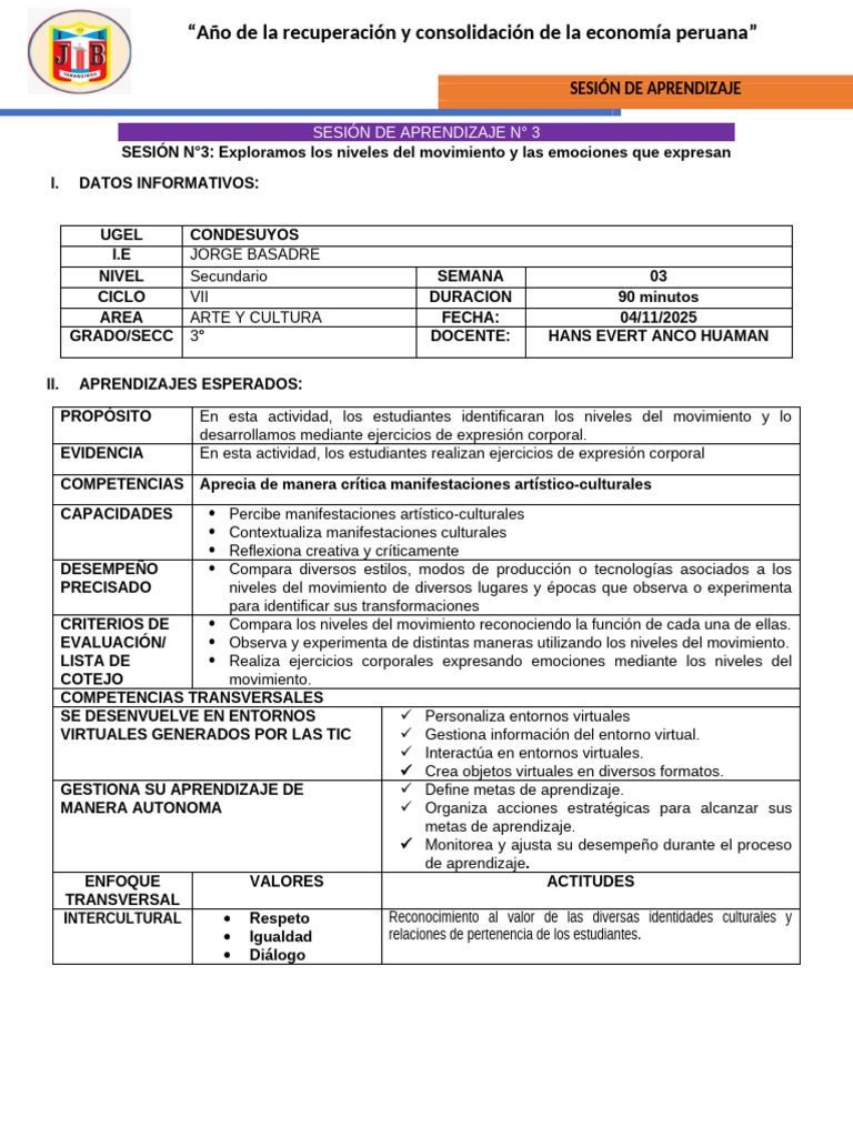 Niveles de Movimiento y Emociones en Danza | PDF | Aprendizaje | Las ...