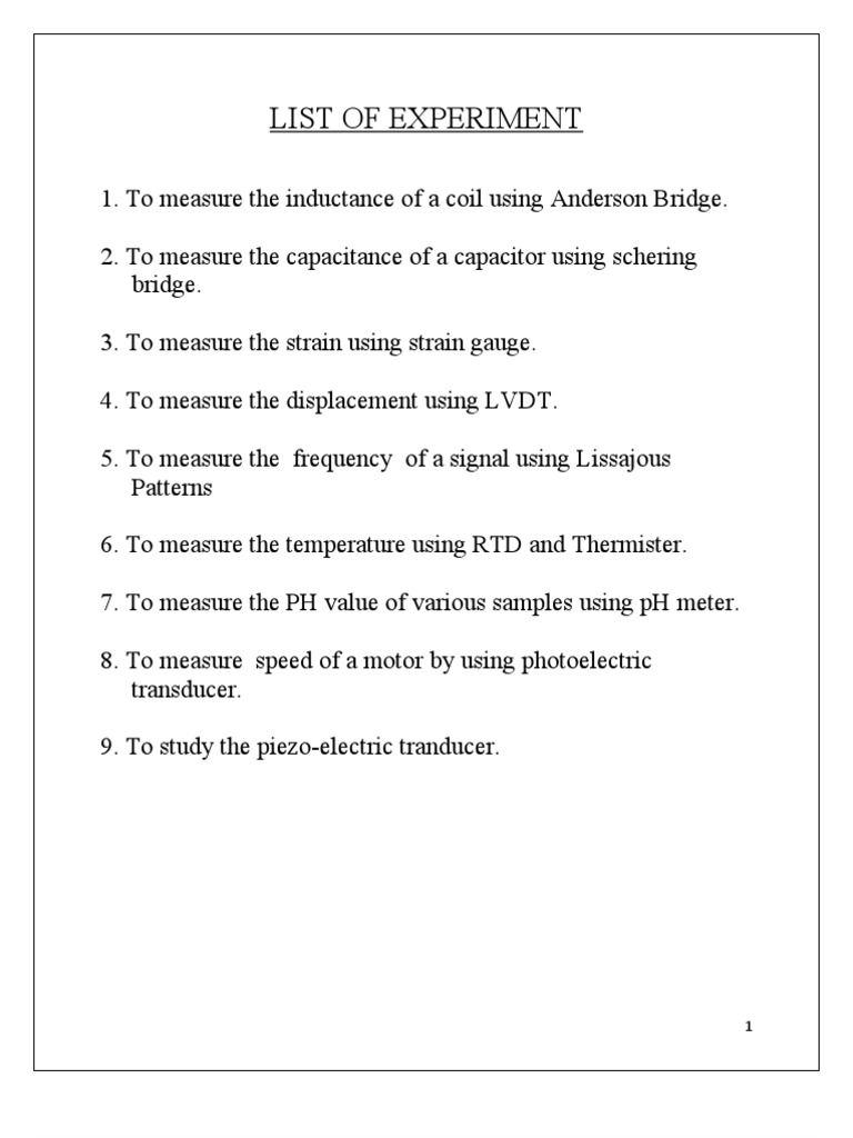 List of Experiment | PDF | Ph | Piezoelectricity