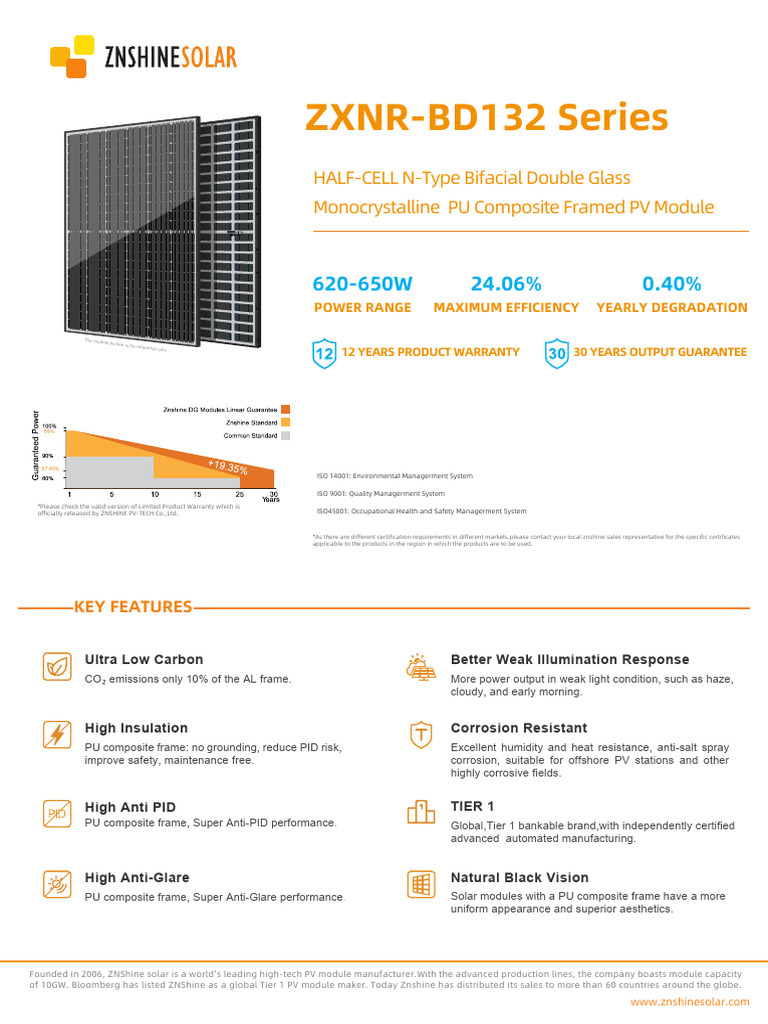 ZXNR-BD132 Bifacial Solar Module Specs | PDF | Solar Panel