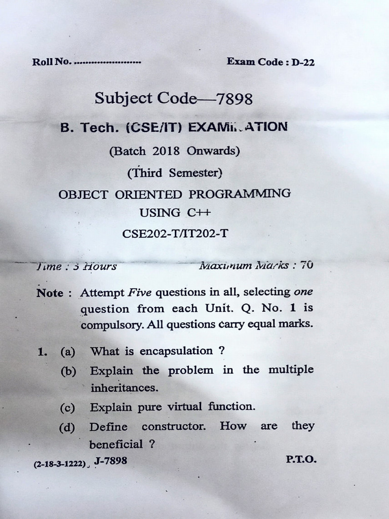 OOPS 2022 (1) | PDF | Method (Computer Programming) | Models Of Computation