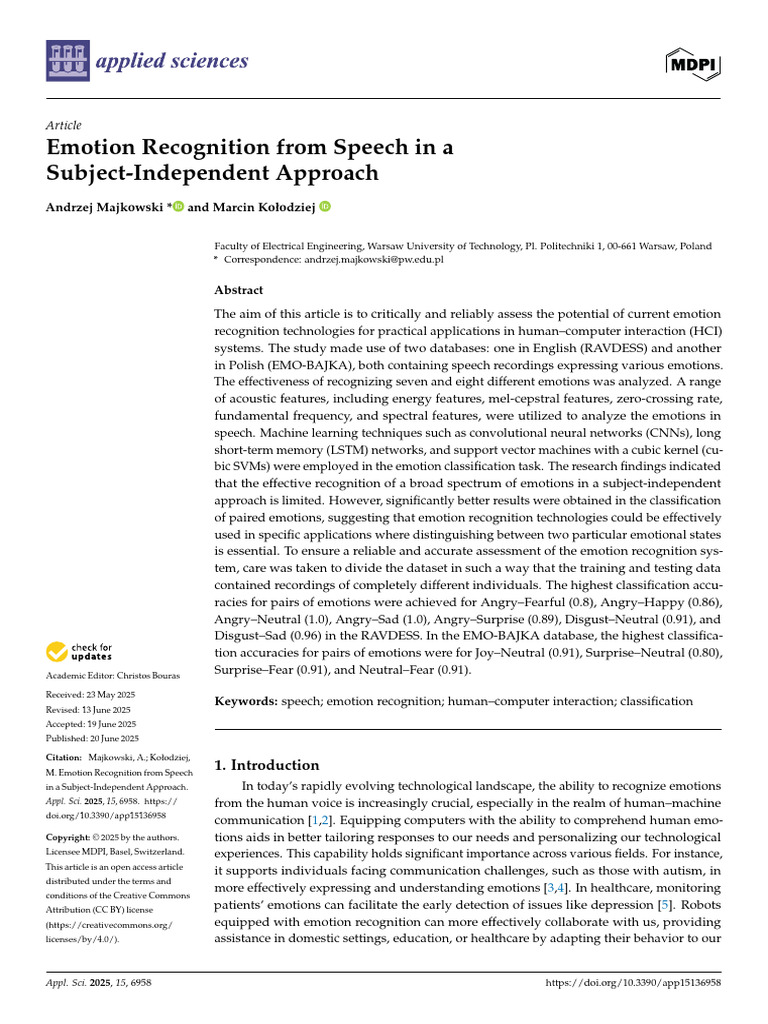 Speech Emotion Recognition Techniques | PDF | Support Vector Machine ...