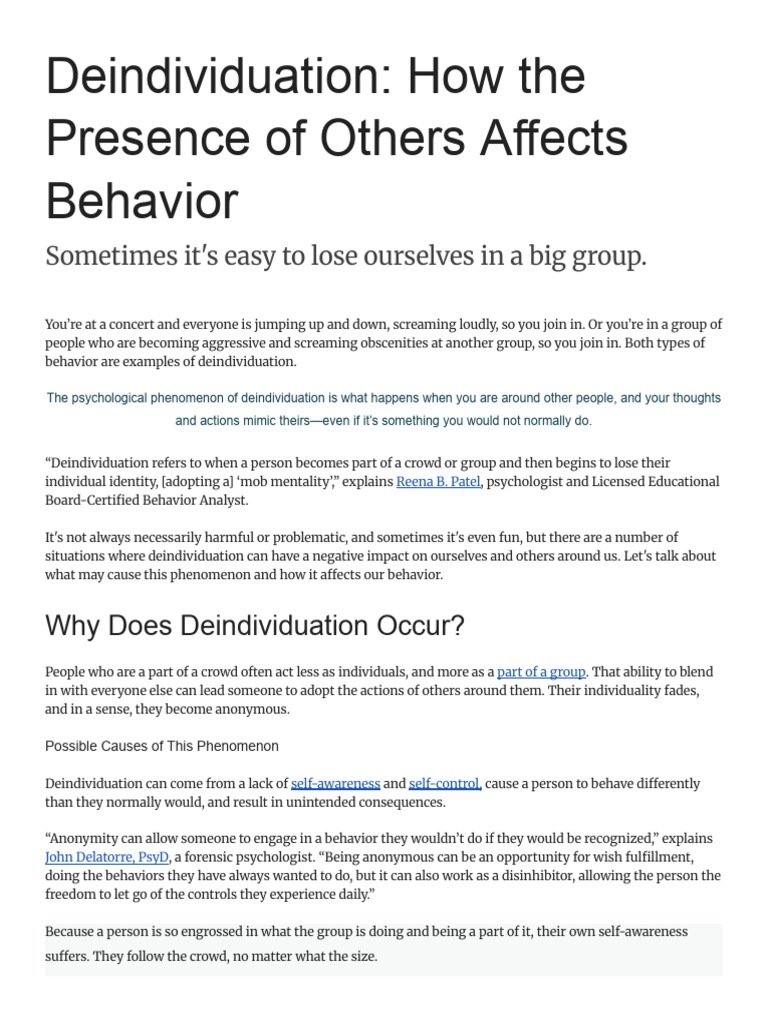 Understanding Deindividuation Effects | PDF | Cyberbullying | Psychology