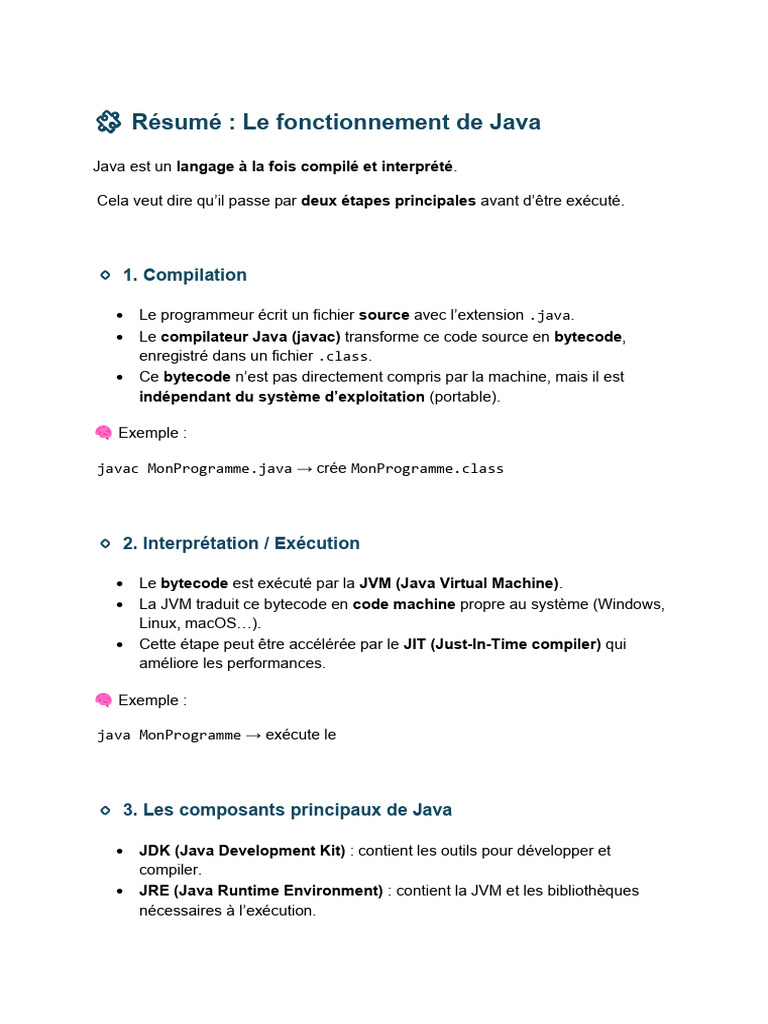 Fonctionnement du langage Java | PDF | Classe (informatique) | Java ...