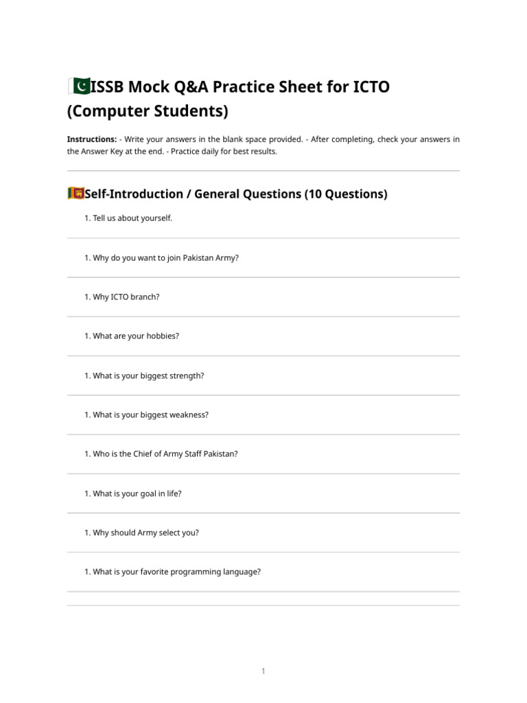 ISSB Mock Q&A for ICTO Candidates | PDF | Computer Security | Security