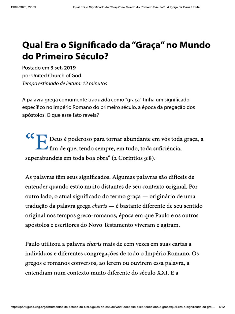 Significado Da Palavra Graça No Grego | PDF