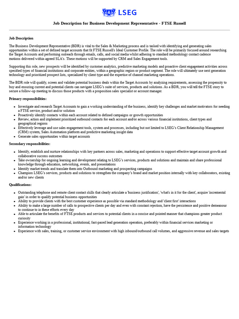 Job_Description_R0109963_Business Development Representative - FTSE ...
