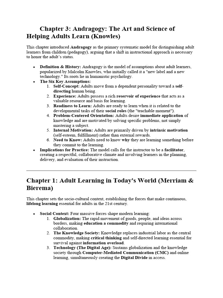 Understanding Andragogy in Adult Learning | PDF | Learning | Second ...