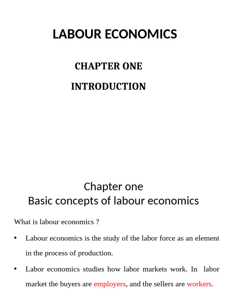Labour Economics: Chapter One | PDF | Labour Economics | Economics