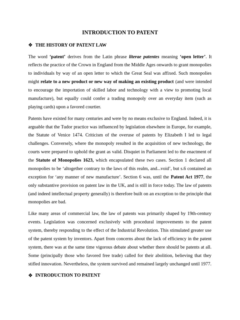 Overview of Patent Law in the UK | PDF | Patent | Glossary Of Patent ...