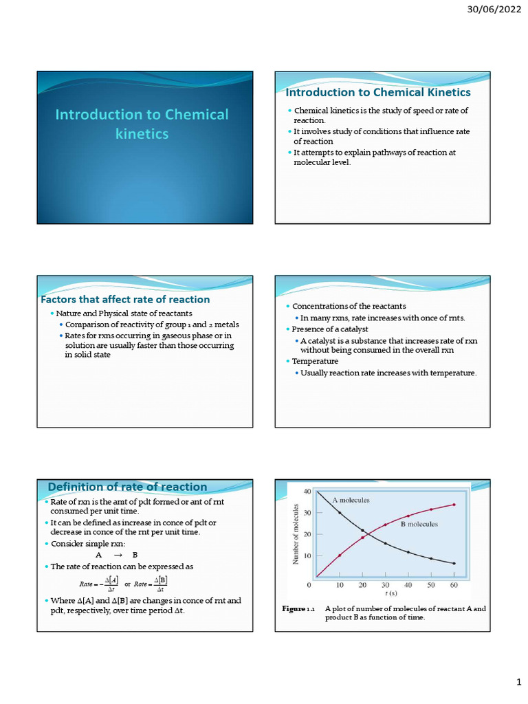 Introduction to Chemical Kinetics Notes | PDF | Reaction Rate ...