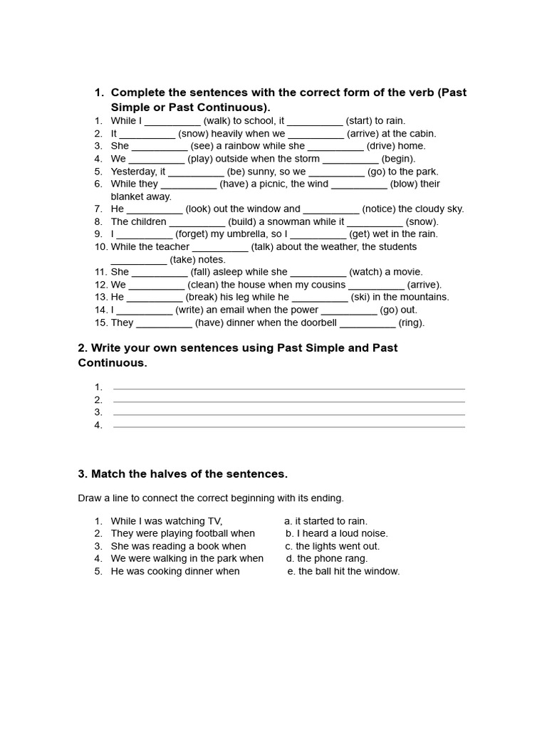 Past Simple vs. Past Continuous Exercises | PDF